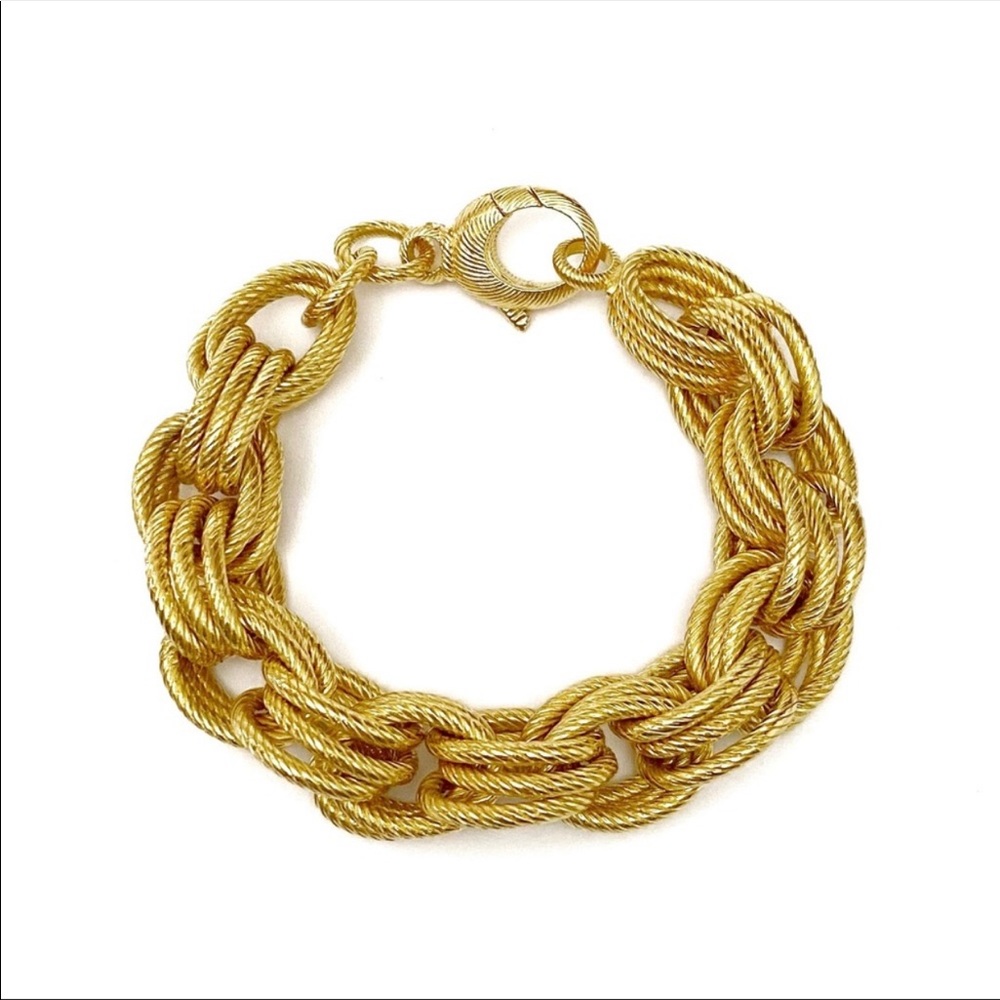 Vintage MILOR Italy Bronze Goldtone Chunky Twisted Link Bracelet 8”.